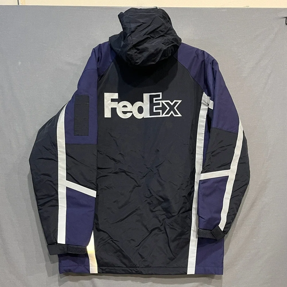 FedEx Stan Herman Primaloft Parka Jacket Mens Medium Blue Black FD3330 NWT - Picture 4 of 8